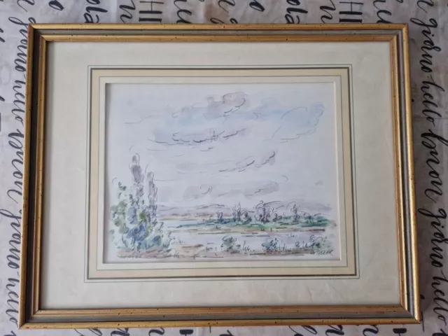 Aquarell, Landschaft, Heinz Maria Lauer, saarländischer Maler, signiert, gerahmt