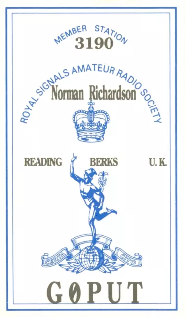 1 x QSL Card Radio UK RSARS 3190 G0PUT Reading Berks 1995 ≠ T1166