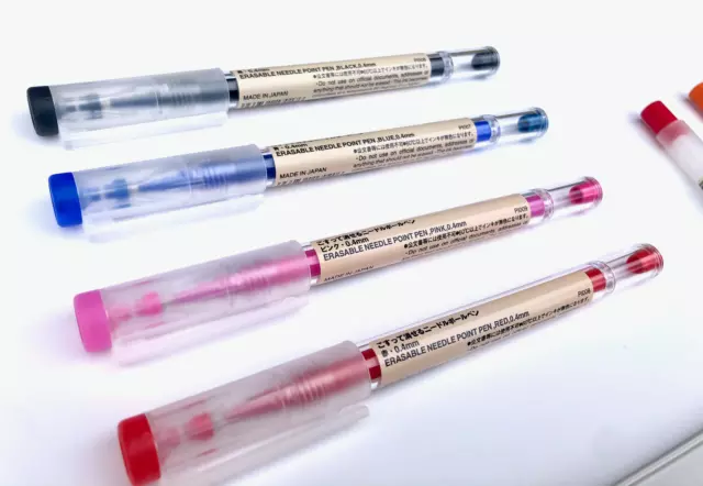 MUJI Japan Erasable Ball Point Pen 0.5mm 0.4mm Blue Red Black Pink