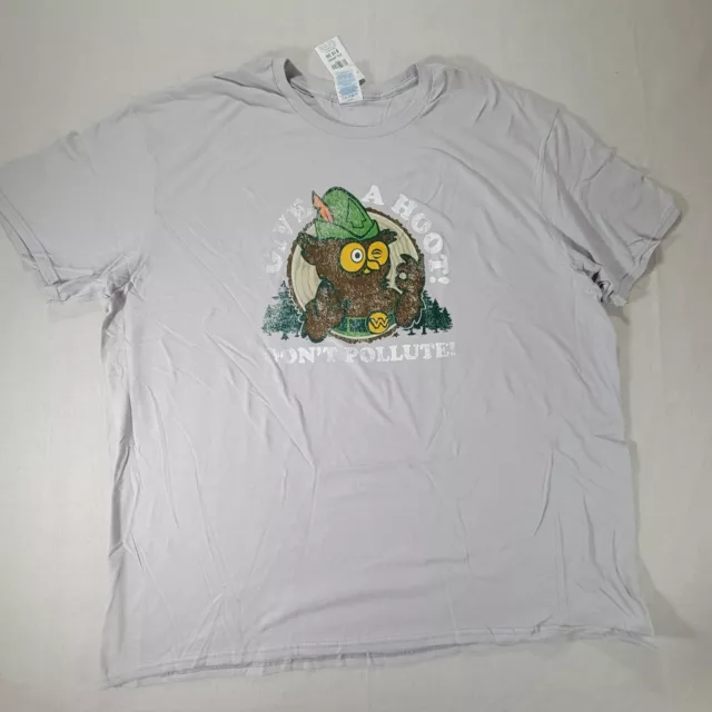 Woodsy The Owl Give A Hoot Don't Pollute Silver Distressed Look 2XLarge T-shirt
