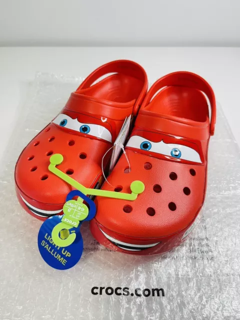 DISNEY PIXAR LIGHTNING McQueen Light Up Crocs Adult Size 11M