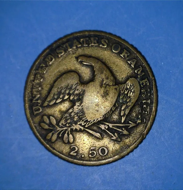 U.s.a. Quarter Eagle Styled Brass Alloy Uniface 2.50 Game Counter - *06948907 🌈