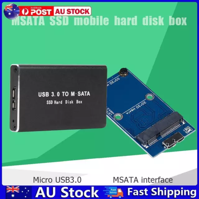 AU USB 3.0 to mSATA Adapter Hard Disk HDD Case External SSD Hard Drive Enclosure