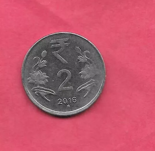 India Indian Km395 2016 H Unc-Uncirculated Mint Large Modern 2 Rupees Coin