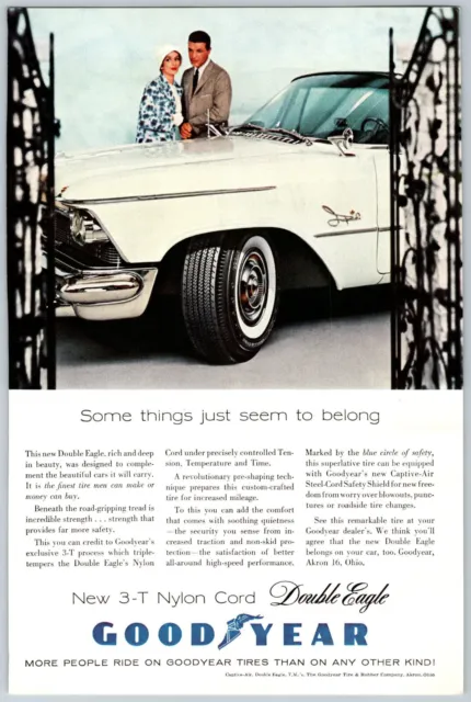 Vintage Print Ad Goodyear Tires Double Eagle Chrysler Imperial Nylon Cord 1958