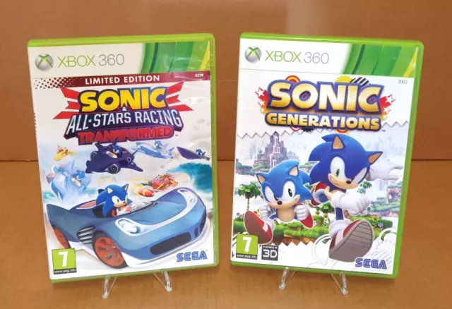 SONIC ALL STARS RACING TRANSFORMED & GENERATIONS both with Manuals - Xbox 360