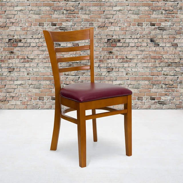 Flash Furniture HERCULES Series Ladder Back Cherry Wood Restaurant Chair -