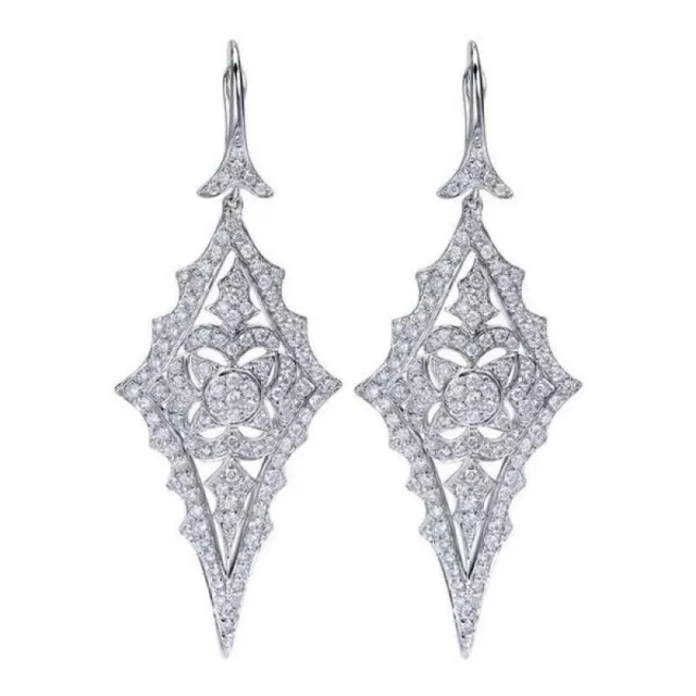 Delicate Vintage Old Cut White CZ Women's Wedding Collection Silver Earrings