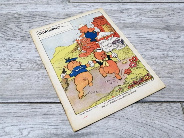 Quaderno Scolastico Tre Porcellini #1 Vintage Anni 20-30 Epoca Fascismo A5