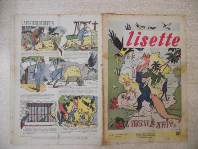 LISETTE n° 28 / 12 juillet 1953. La fortune de RUFFIN.