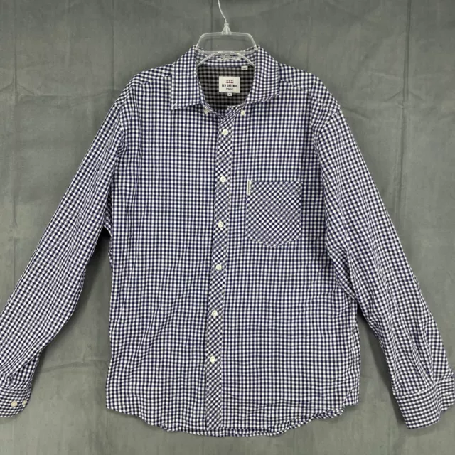 Ben Sherman Button Up Shirt Mens XL Blue The Classic Gingham 100% Cotton