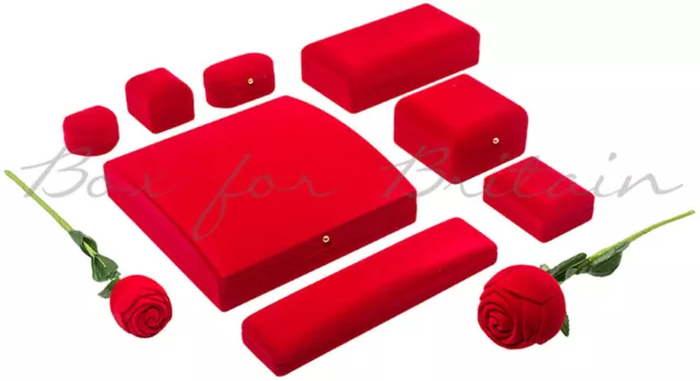 Red Velvet Jewellery Boxes Ring Bracelet Bangle Watch Necklace....Box Wholesale