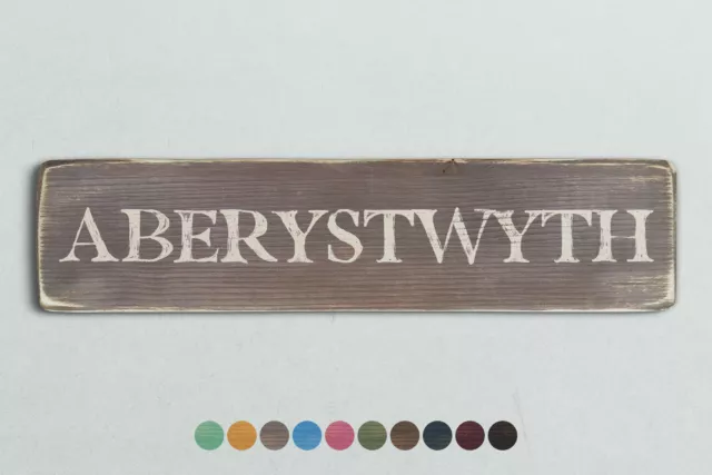 ABERYSTWYTH Vintage Style Wooden Sign. Shabby Chic Retro Home Gift