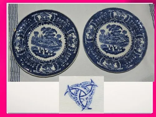 2 Assiettes J.  Vieillard Bordeaux service Turc Bleu