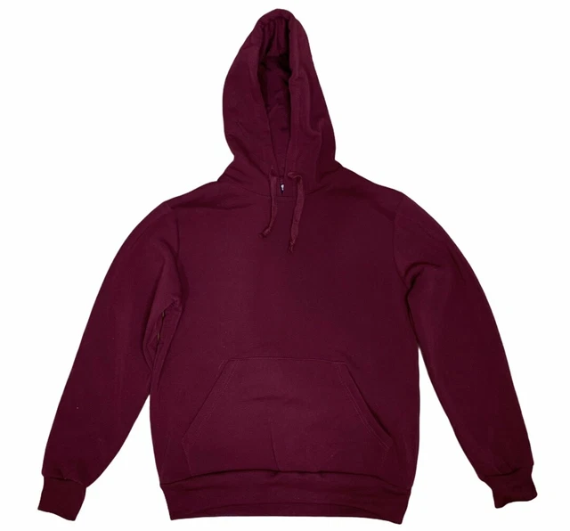 Felpa Con Cappuccio Neutra Colore Bordeaux Tasca A Marsupio Uomo Donna Bambini