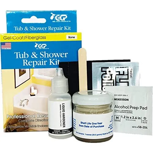 Gel-Coat Products 58-204 Tub and Shower Repair Kit, Bone