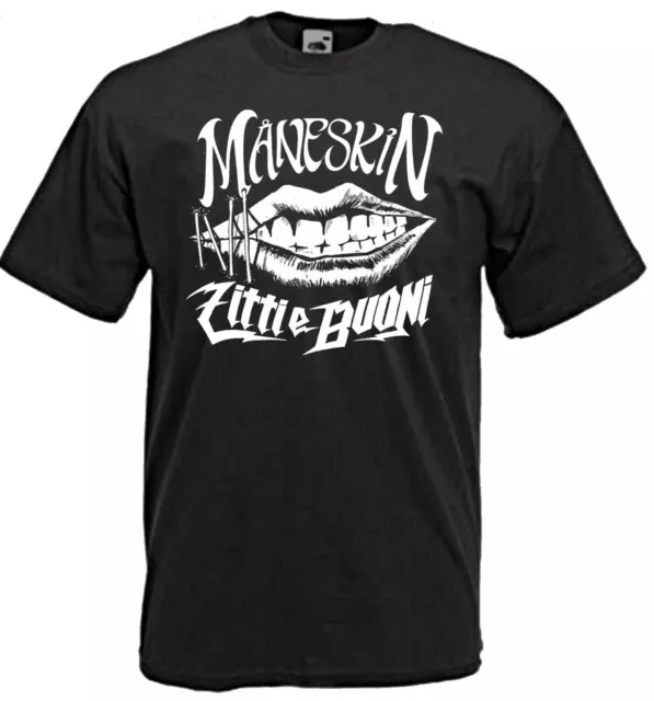 T-shirt maglietta Maneskin zitti e buoni musica rock