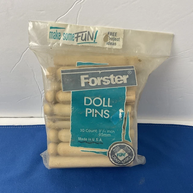 NUEVO Forster 30 unidades 3 3/4 pulgadas PINES DE MUÑECA pines de madera suministro artesanal de colección ee. uu.
