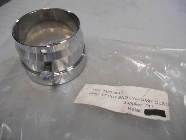 NOS Hard Krome Bolt On Straight Cut End Cap for 2.50" Classic & Stripper Pipes