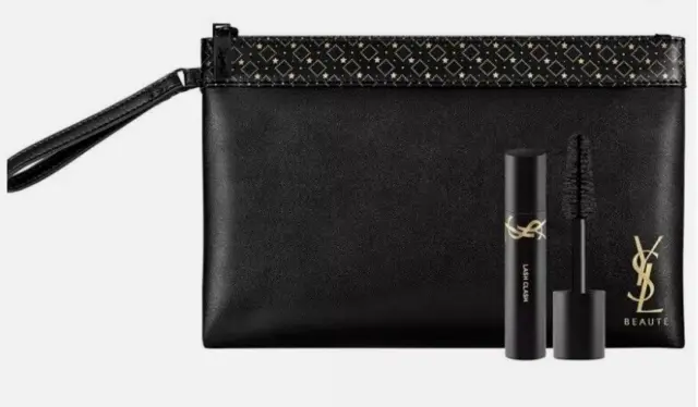 Yves Saint Laurent YSL Beauty Makeup Cosmetic Bag Pouch + Black Lash Mascara