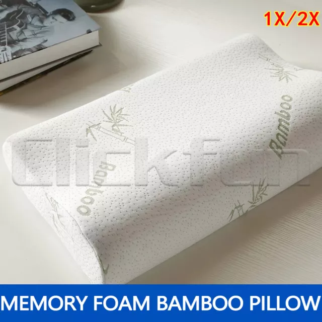 1/2PCS Luxury Memory Foam Contour Pillow with Anti Bacterial Bamboo Fabric Cover