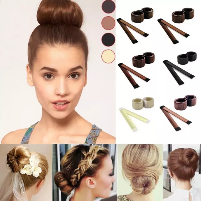 Hair Bun Maker Donut Styling Bands Former Foam French Twist Magic DIY Tool UK