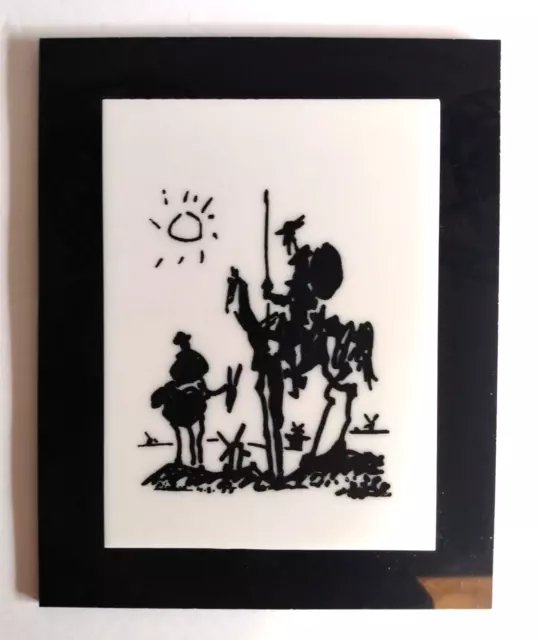 Don Quixote Pablo Picasso Black & White Acrylic Hanging Wall Art 6" x 7.5"
