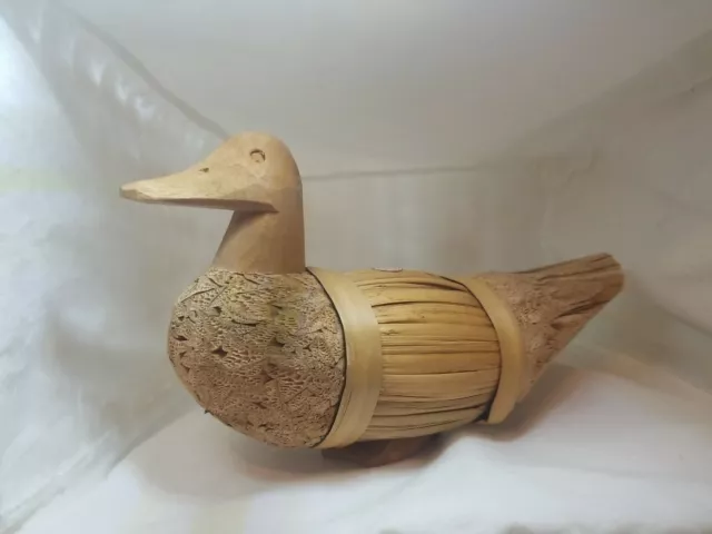 Vintage Folk Art Duck Decoy Palm Frond/Reed/Corn Husk/Coconut