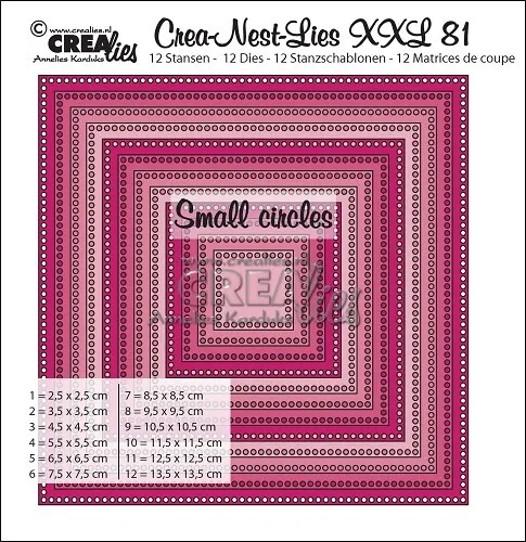 Crealies Crea-Nest-Lies XXL no. 81 Stanzschablone Quadrat mit kleinen Kreisen