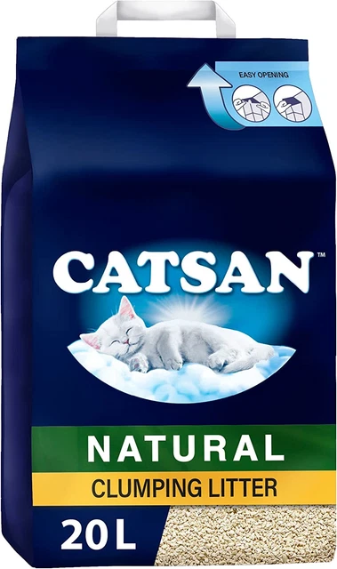 Arraca de aglomeración natural para gatos Catsan, 100% biodegradable, absorbente extra, (1 x...