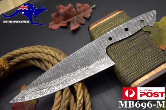 Custom Hammered 12.7"OAL Damascus Steel Blank Blade Chef Knife Handmade (MB696-M