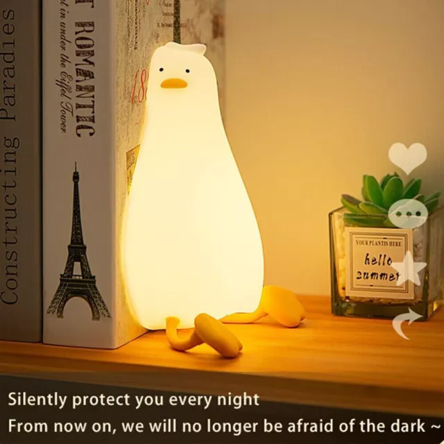 LED Night Light - Dimmable Bedside Nursery Touch Lamp for Kids Lying Duck Shape