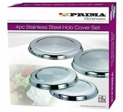 4Pc Stainless Steel Coloured Hob Cover Protector Metal Ring Electric Cooker