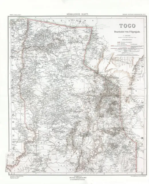 Togo - Nördliches Blatt Bassari Tschaud Bassari Kolonialamt Kolonialatlas 07