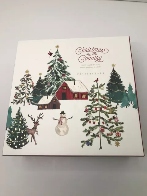 Pottery Barn Christmas in the Country Stoneware Salad Plates Set 4 Exactly Same