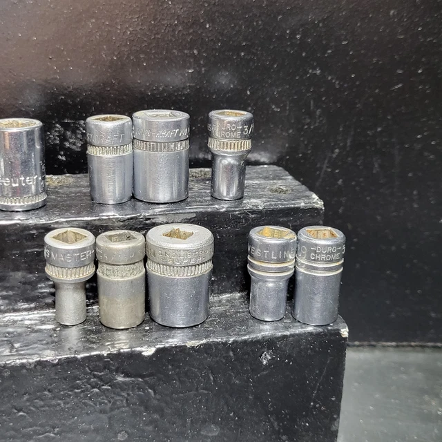Vintage 1/4" Dr. USA made Sockets, W/ Knurling By INDESTRO/DURO, KRAEUTER & more 3