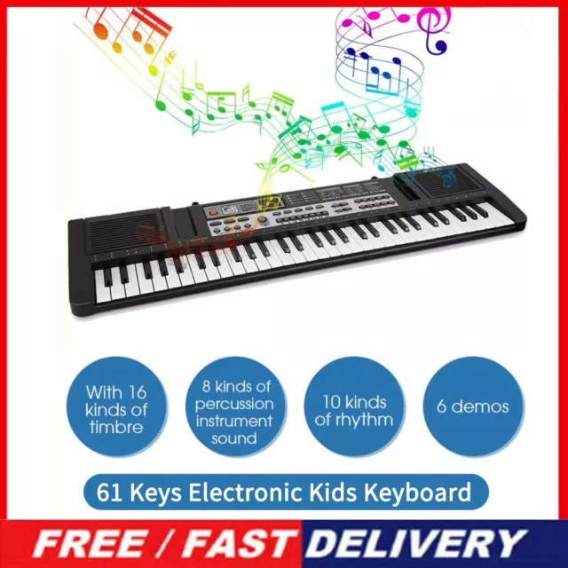 61 Keys Digital Music Piano Microphone USB  Electronic Kids Keyboard Portable