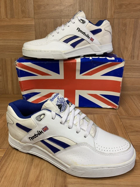 VINTAGE REEBOK UK Flag Flower Low White LE Royal Blue Basketball