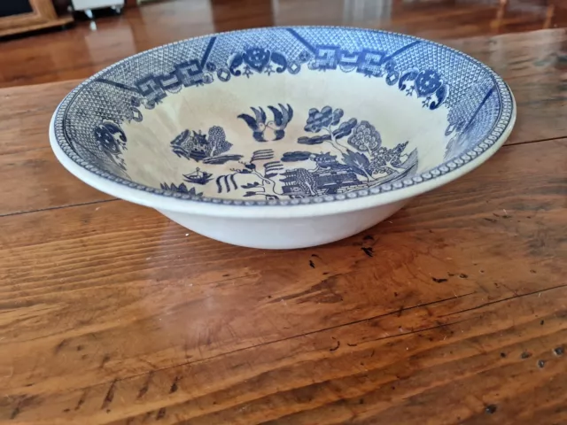 Old Vintage Ironstone Blue Willow Large Mixing Serving Salad Bowl