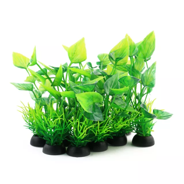 Aquarium Fish Tank Plastique Artificielle Paysage Décoration Plante Vert 10pcs