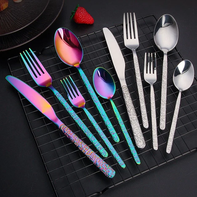 Asa patrón utensilios de comedor horquillas cuchillo cuchara juego cubiertos de acero inoxidable juego de cubiertos