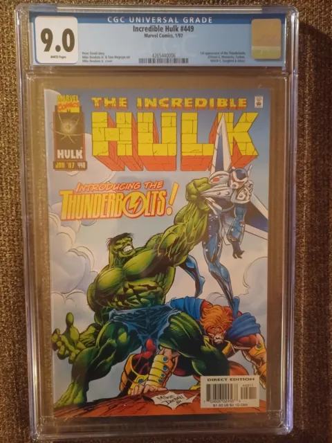 Incredible Hulk #449 CGC 9.0 (1997, Marvel)  1st Thunderbolts *White Pages*