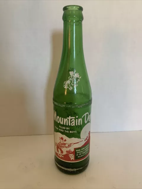 1965 Vintage Hillbilly Mountain Dew Green Glass Bottle 10 oz Stan & The Boys