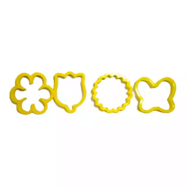 Wilton Cookie Cutters Spring Theme Yellow Plastic Set of Four Butterfly Flowers