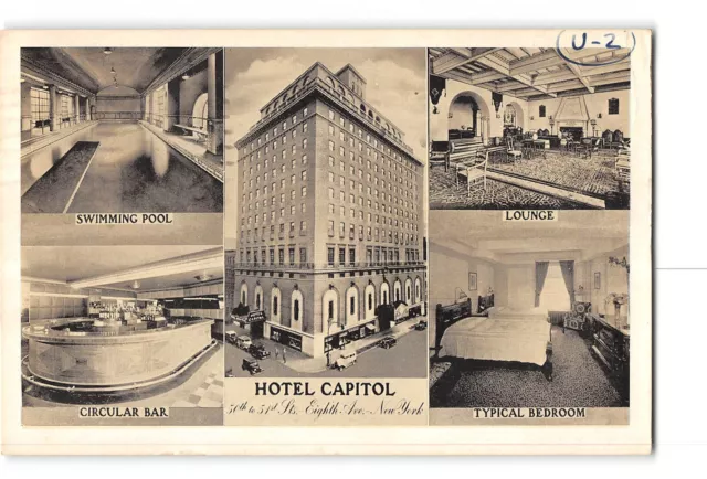 New York City NY Postcard 1938 Hotel Capitol Various Scenes