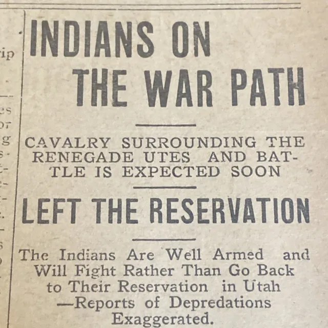 1906 Cheyenne Ute Indians On War Path Sheridan Wyoming Newspaper Clipping