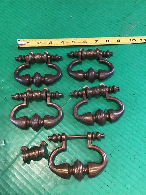 Lot of 5 Heavy VINTAGE ANTIQUE HANDLES DRAWER DROP BAIL PULLS BY BS 7476