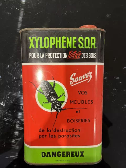 Ancien Bidon Vide Xylophène S.G.R.8 Protection Bois Insecte Vintage Publicitaire