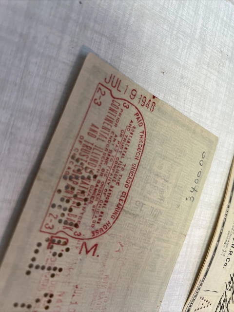 (2) 1948 Chicago Burlington Quincy Railroad Company Cancelled CheckS 4 CLAIMS 11