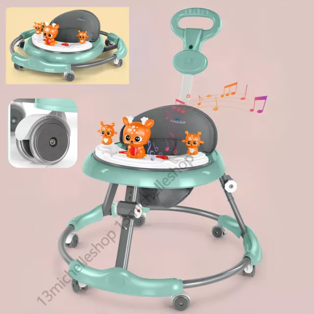 Adjustable Foldable Baby Walker Stroller Play Activity Music Kid Ride On Toy Car